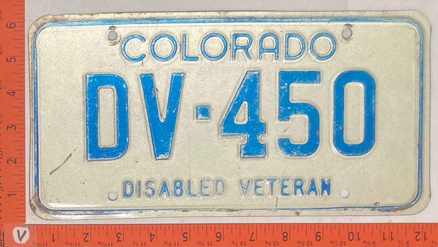 Undated Colorado #DV-450 Disabled Veteran Passenger License Plate