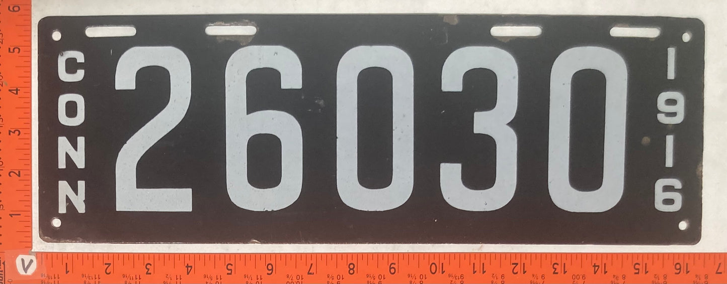 1916 Connecticut #C26030 Passenger License Plate