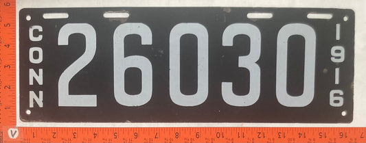 1916 Connecticut #C26030 Passenger License Plate
