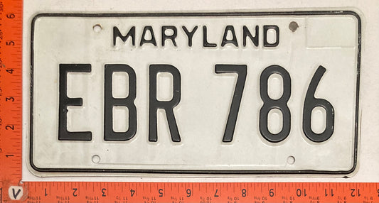 1981 Maryland #EBR 786 Passenger License Plate