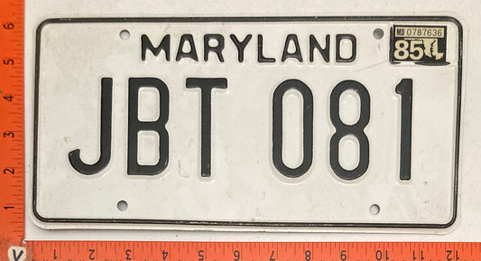 1985 Maryland #JBT 081 Passenger License Plate