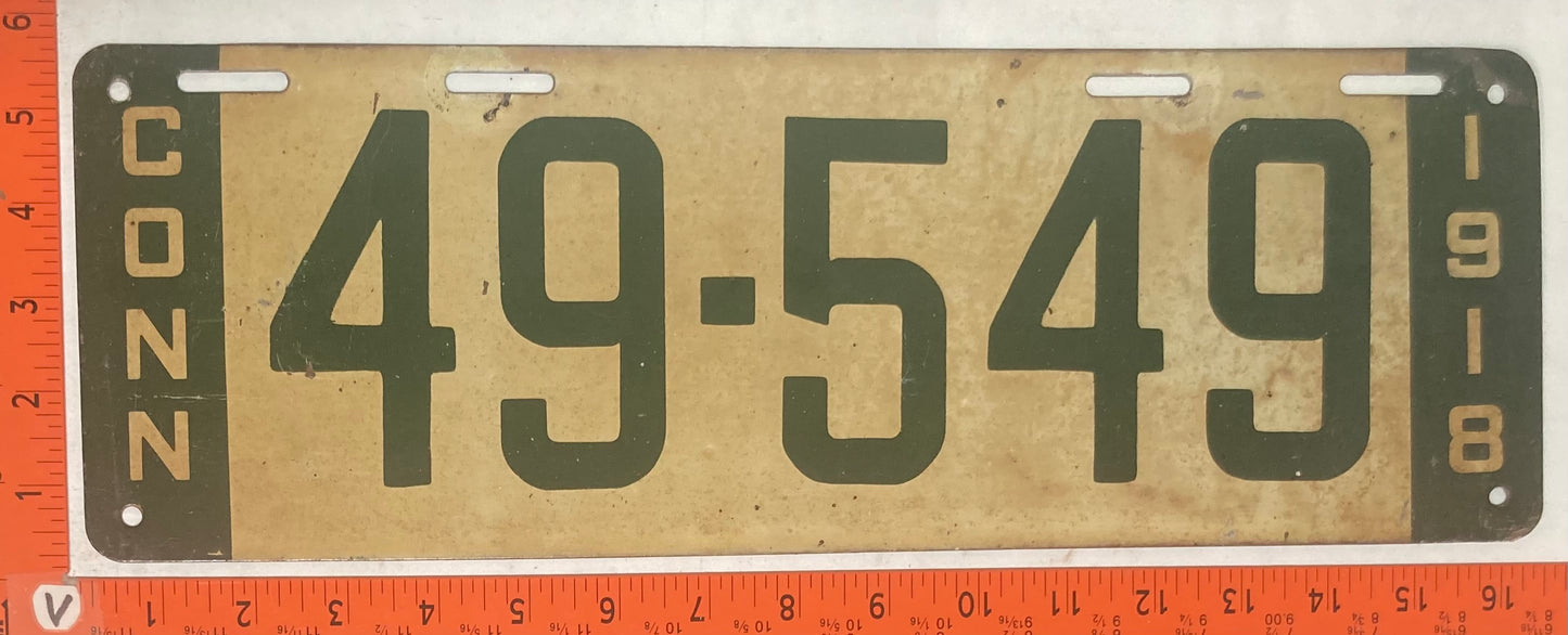 1918 Connecticut #49-549 Passenger License Plate