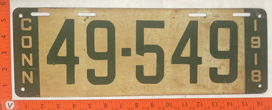 1918 Connecticut #49-549 Passenger License Plate
