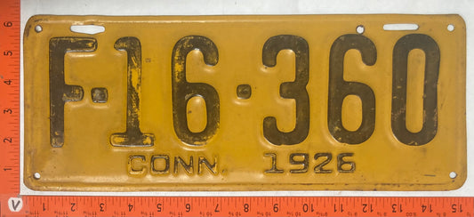 1926 Connecticut #F-16-360 Passenger License Plate