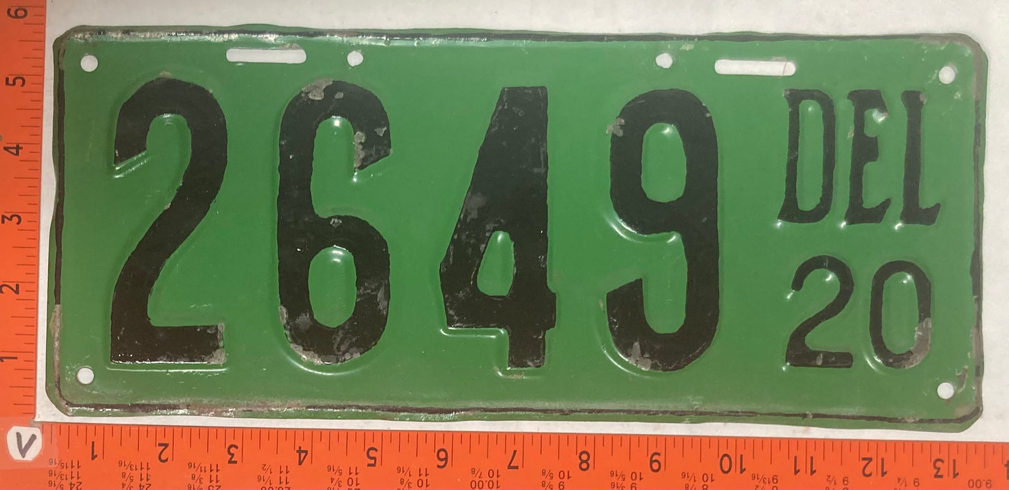 1920 Delaware #2649 Passenger License Plate (Repaint)