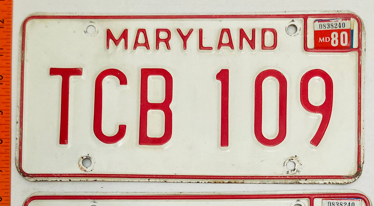 1980 Maryland #TCB 109 Passenger License Plate (PAIR)