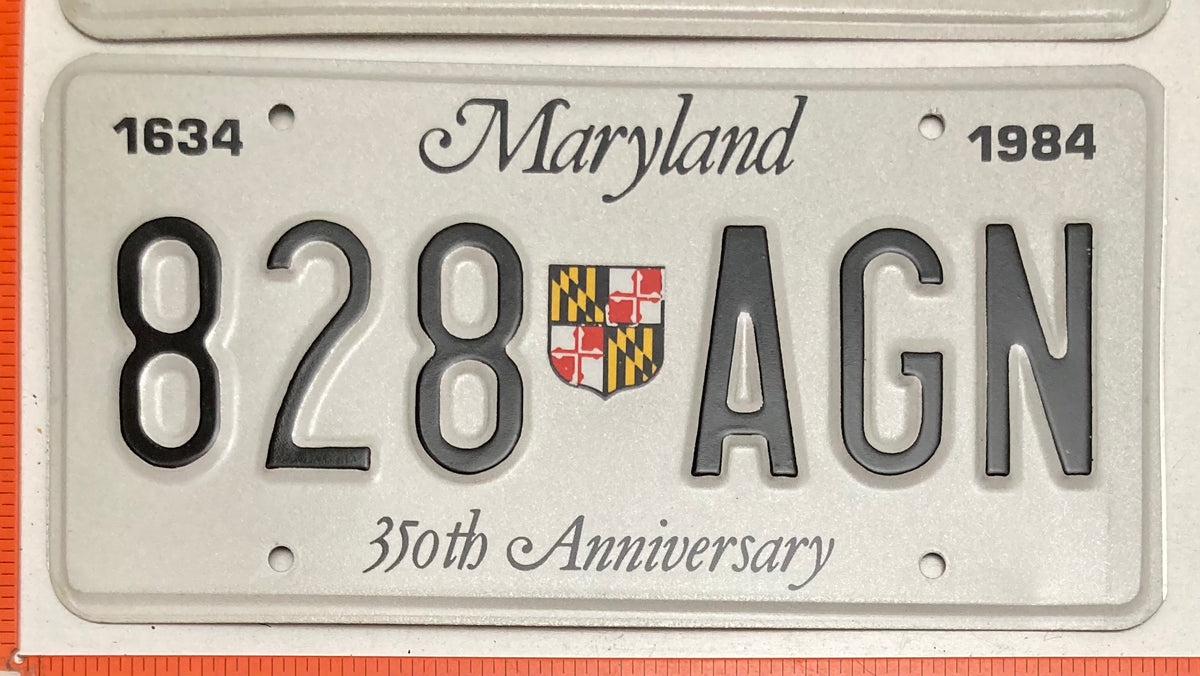 1984 Maryland #828 AGN Passenger License Plate   MINT PAIR