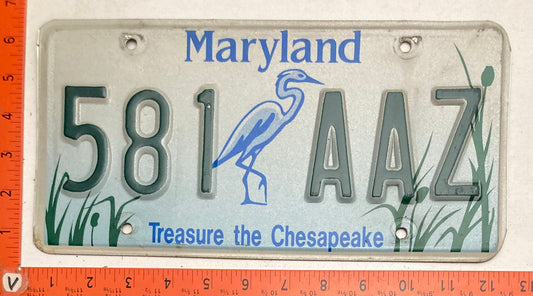 Undated Maryland #581 AAZ Treasure the Chesapeake License Plate