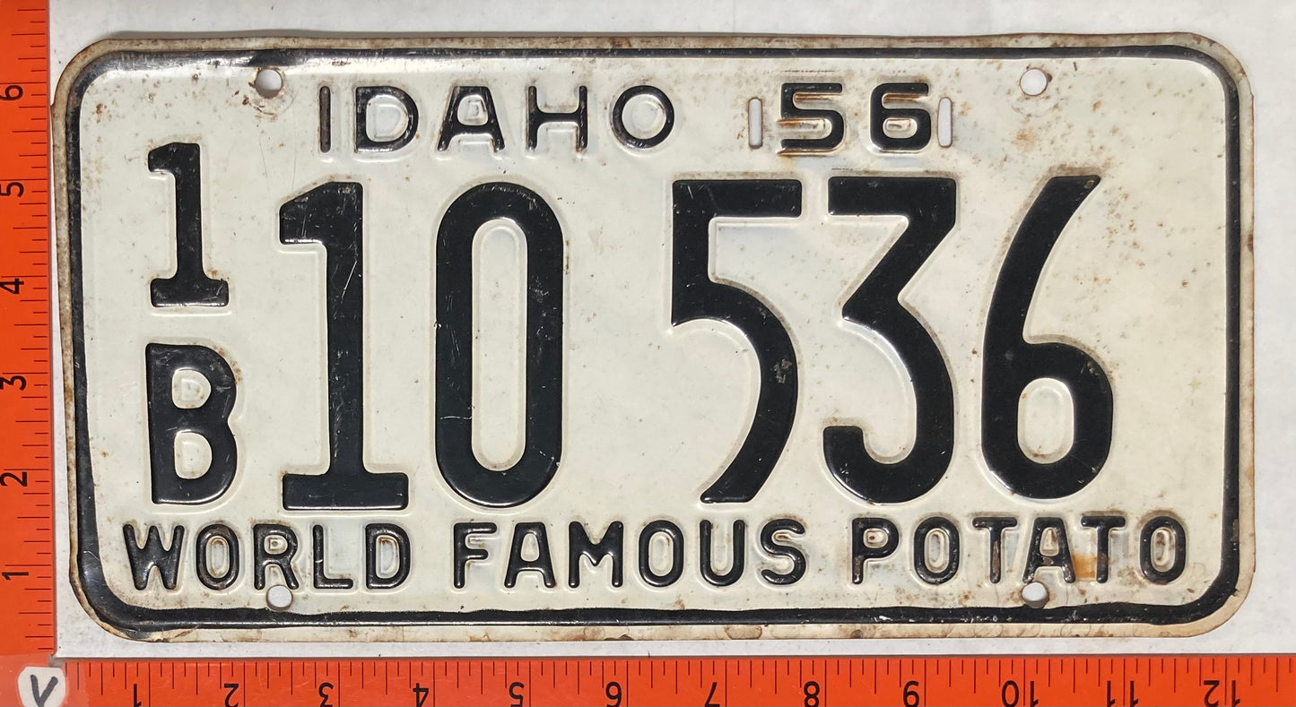 1956 Idaho #1/B 10 536 Passenger License Plate