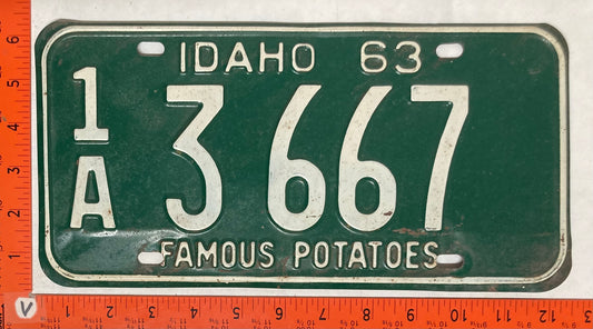 1963 Idaho #1/A 3 667 Passenger License Plate