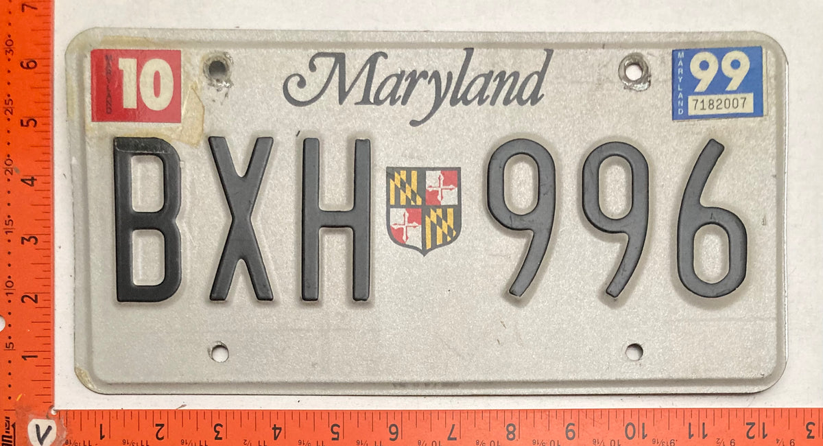 1999 Maryland #BXH 996 Passenger License Plate