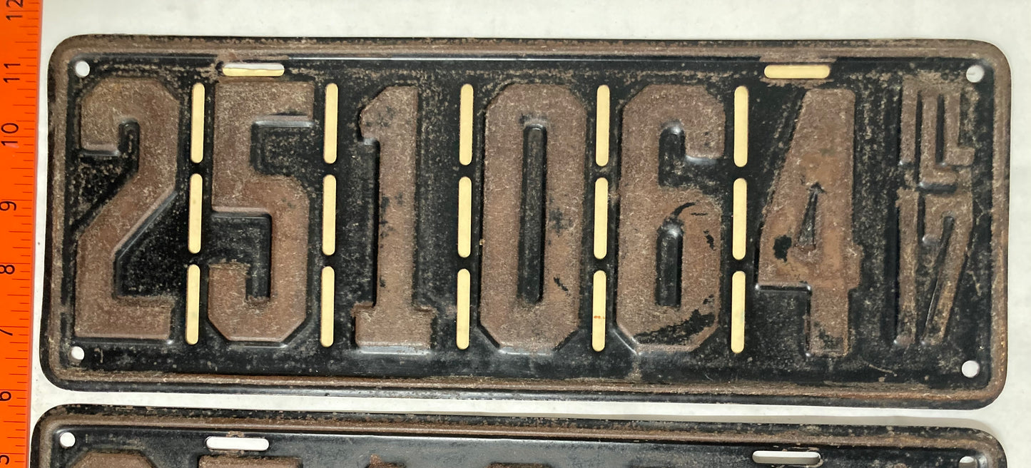 1917 Illinois #251064 Passenger License Plate (Pair)