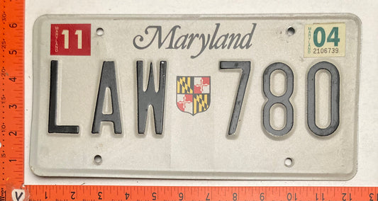 2004 Maryland #LAW 780 Passenger License Plate