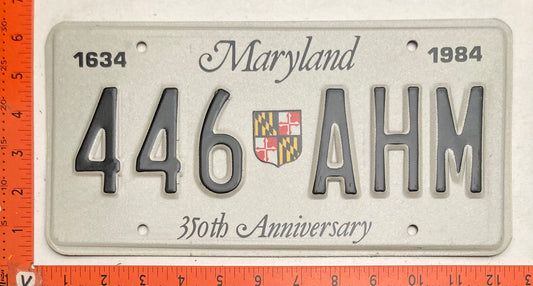 Undated Maryland #446 AHM 350th Anniversary Optional  License Plate