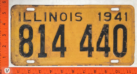 1941 Illinois #814 440 Passenger License Plate