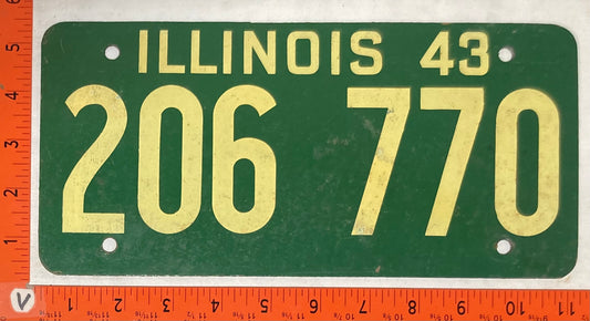 1943 Illinois #206 770 Passenger License Plate (Soybean)