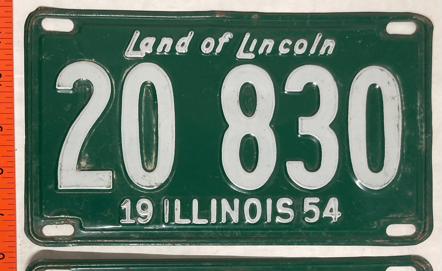 1954 Illinois #20 830 Passenger License Plate (Pair)