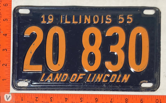 1955 Illinois #20 830 Passenger License Plate