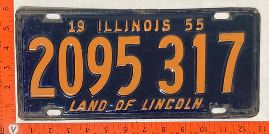 1955 Illinois #2095317 Passenger License Plate