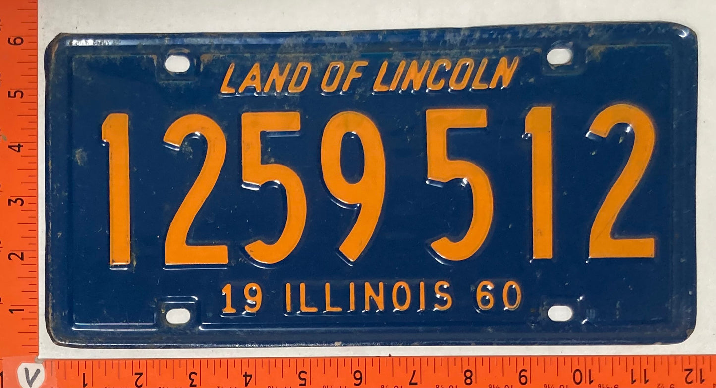 1960 Illinois #1259512 Passenger License Plate