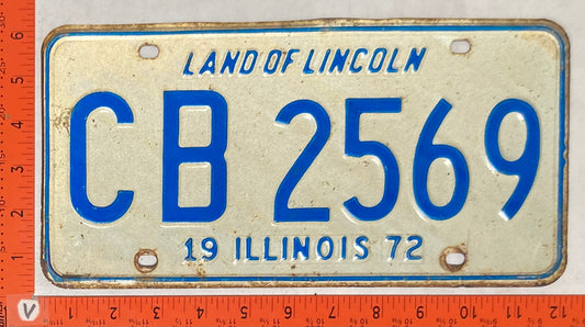1972 Illinois #CB 2569 Passenger License Plate