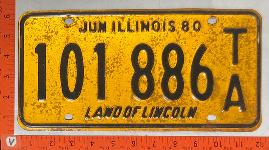 1980 Illinois #101 886 T/A Trailer License Plate