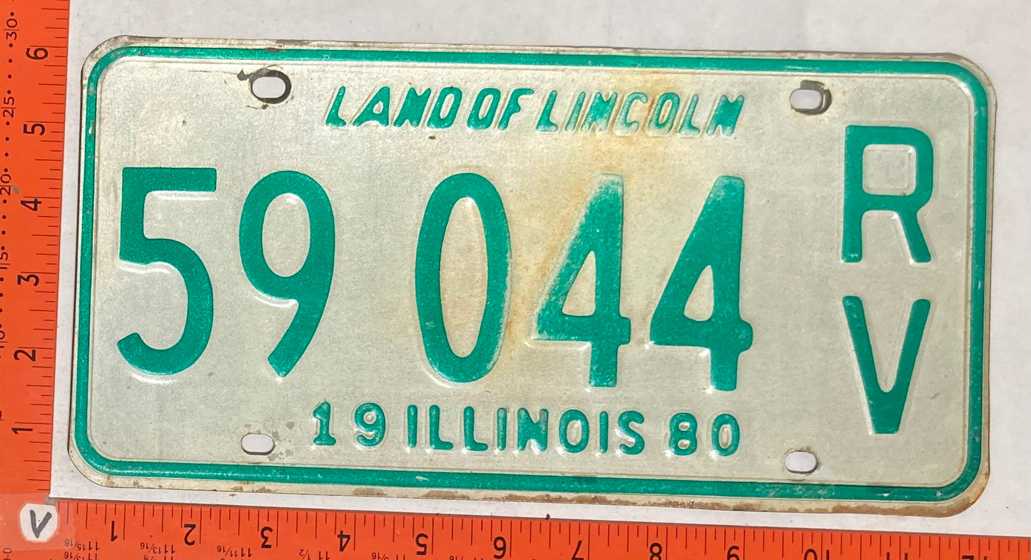 1980 Illinois #59 044R/V Recreational Vehicle License Plate