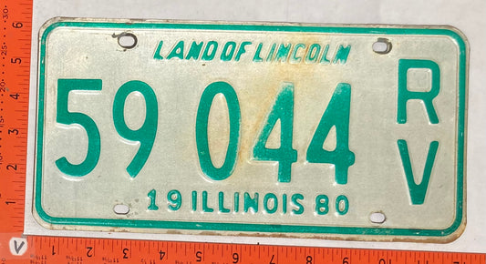 1980 Illinois #59 044R/V Recreational Vehicle License Plate
