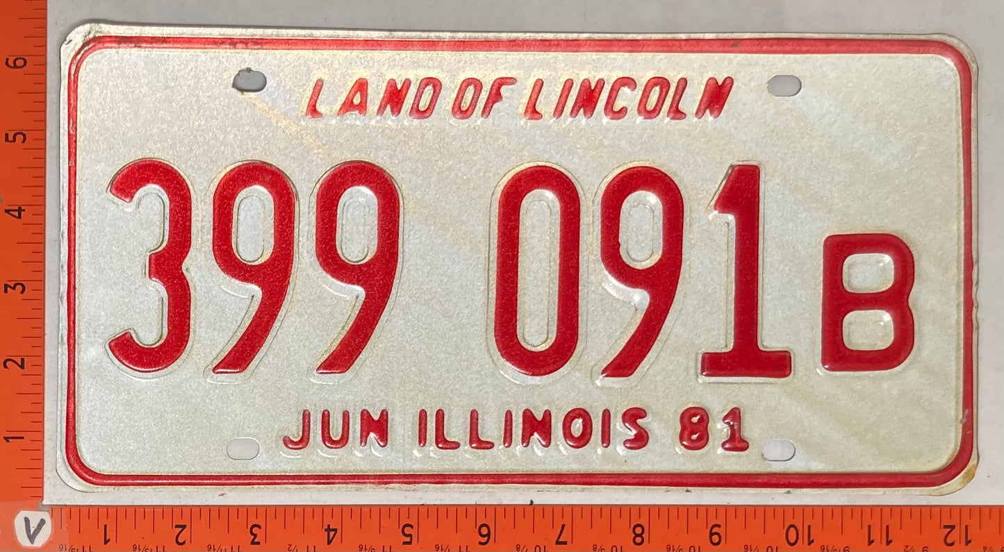 1981 Illinois #399 091B Truck License Plate