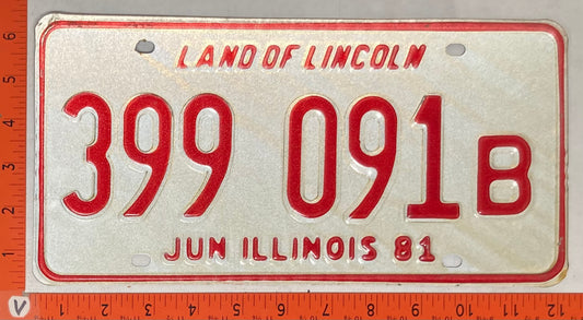 1981 Illinois #399 091B Truck License Plate