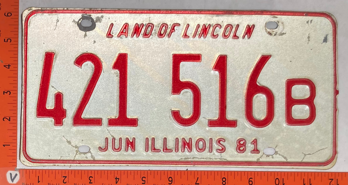 1981 Illinois #421 516B Truck License Plate