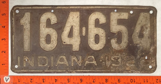 1928 Indiana #164-654 Passenger License Plate