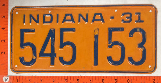 1931 Indiana #545 153 Passenger License Plate