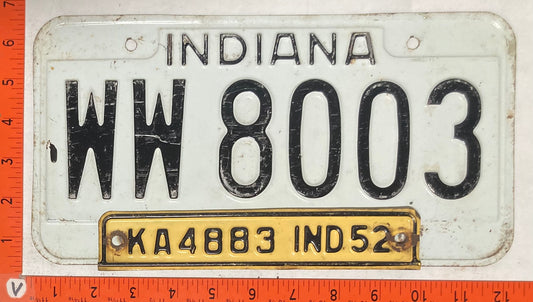 1952 Indiana #WW 8003 Passenger License Plate