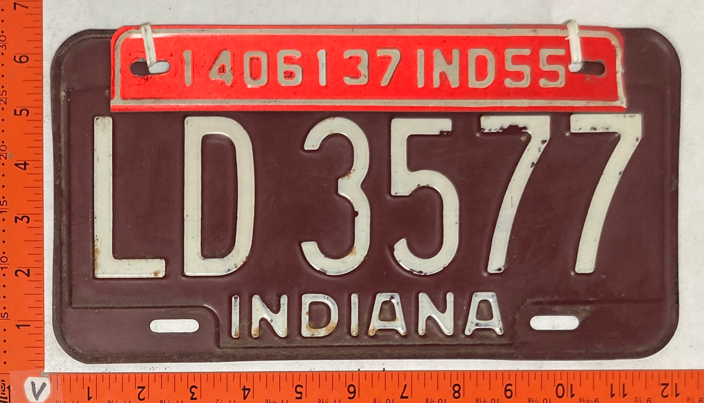 1955 Indiana #LD 3577 Passenger License Plate