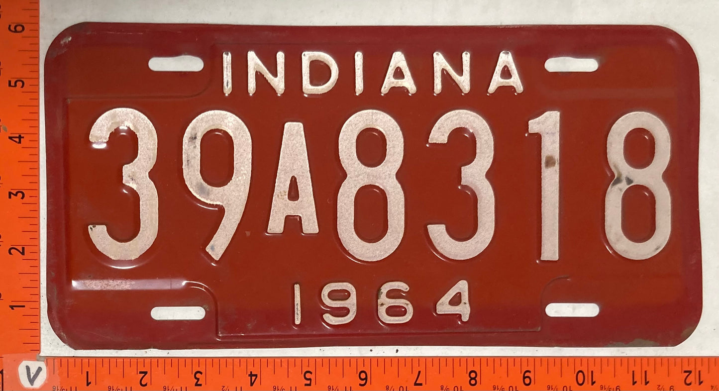 1964 Indiana #39A8318 Passenger License Plate