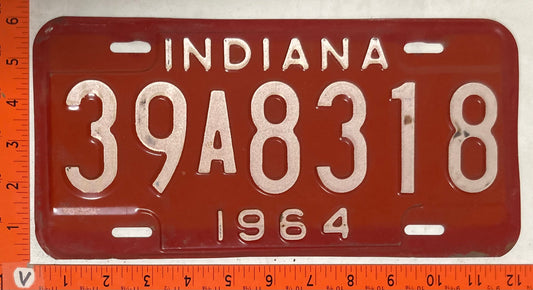 1964 Indiana #39A8318 Passenger License Plate