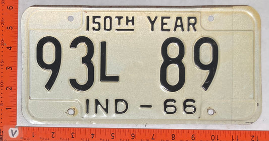 1966 Indiana #93L 89 Passenger License Plate
