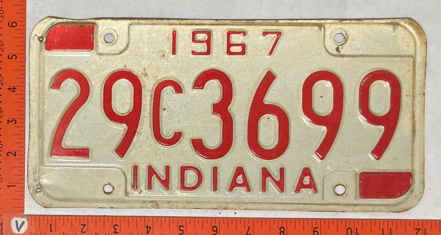 1967 Indiana #29C3699 Passenger License Plate