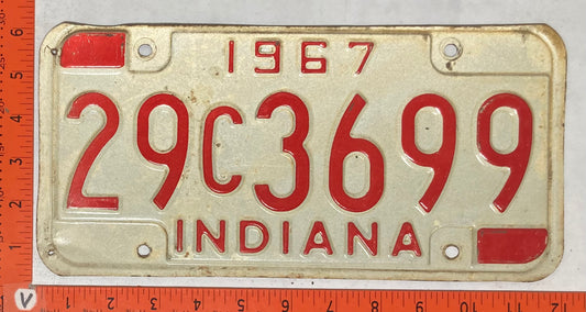 1967 Indiana #29C3699 Passenger License Plate