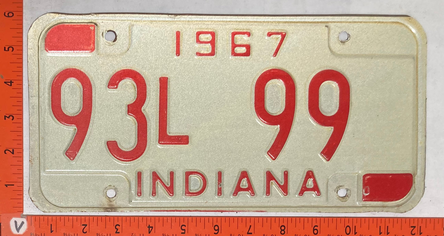 1967 Indiana #93L 99 Passenger License Plate