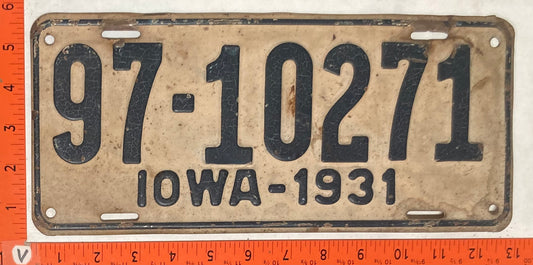 1931 Iowa #97-10271 Passenger License Plate