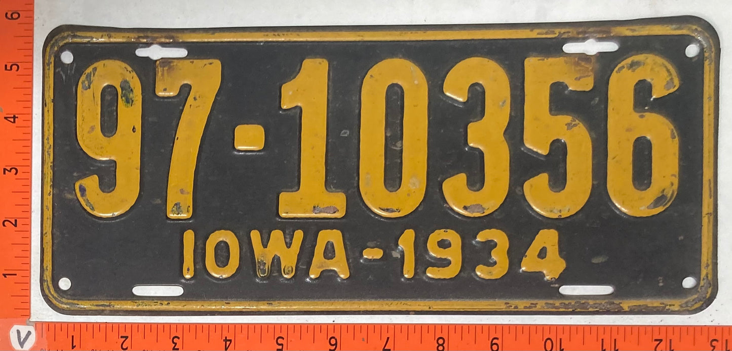 1934 Iowa #97-10356 Passenger License Plate