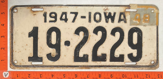 1948 Iowa #19-2229 Passenger License Plate