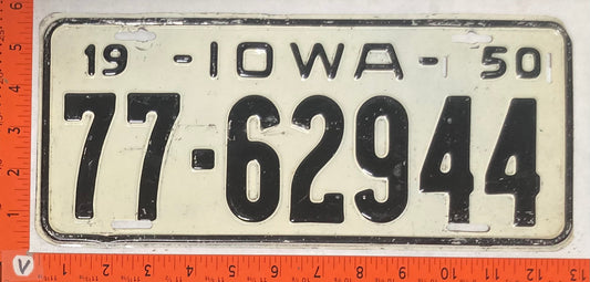 1950 Iowa #77-62944 Passenger License Plate