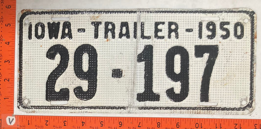 1950 Iowa #29-197 Trailer License Plate