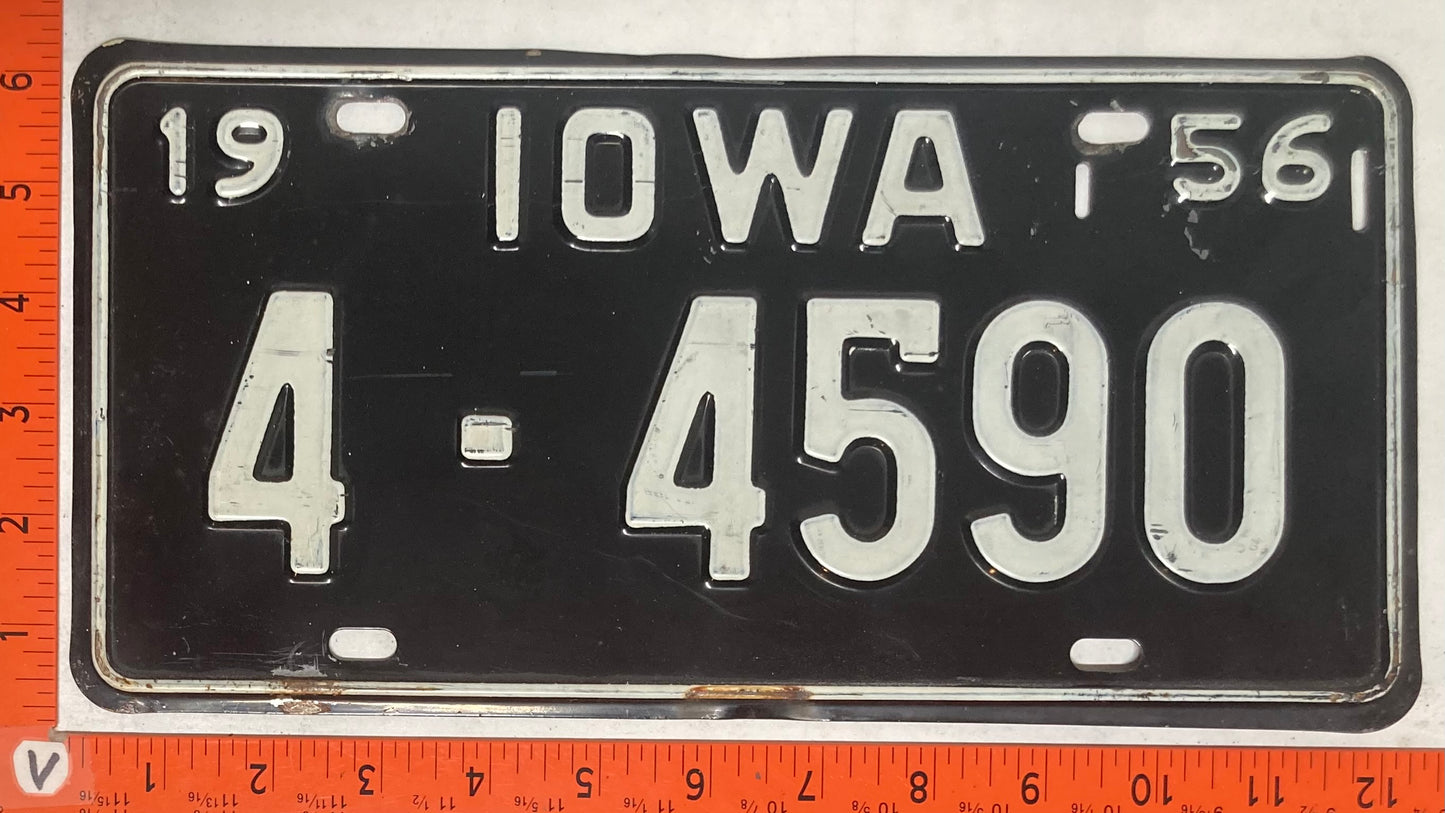 1956 Iowa #4-4590 Passenger License Plate