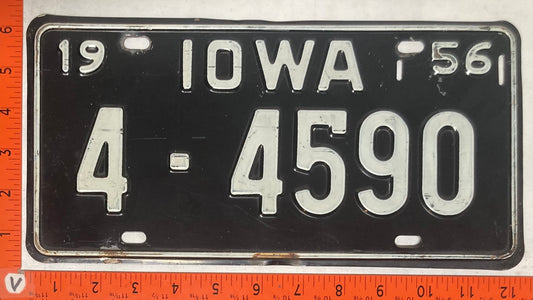 1956 Iowa #4-4590 Passenger License Plate