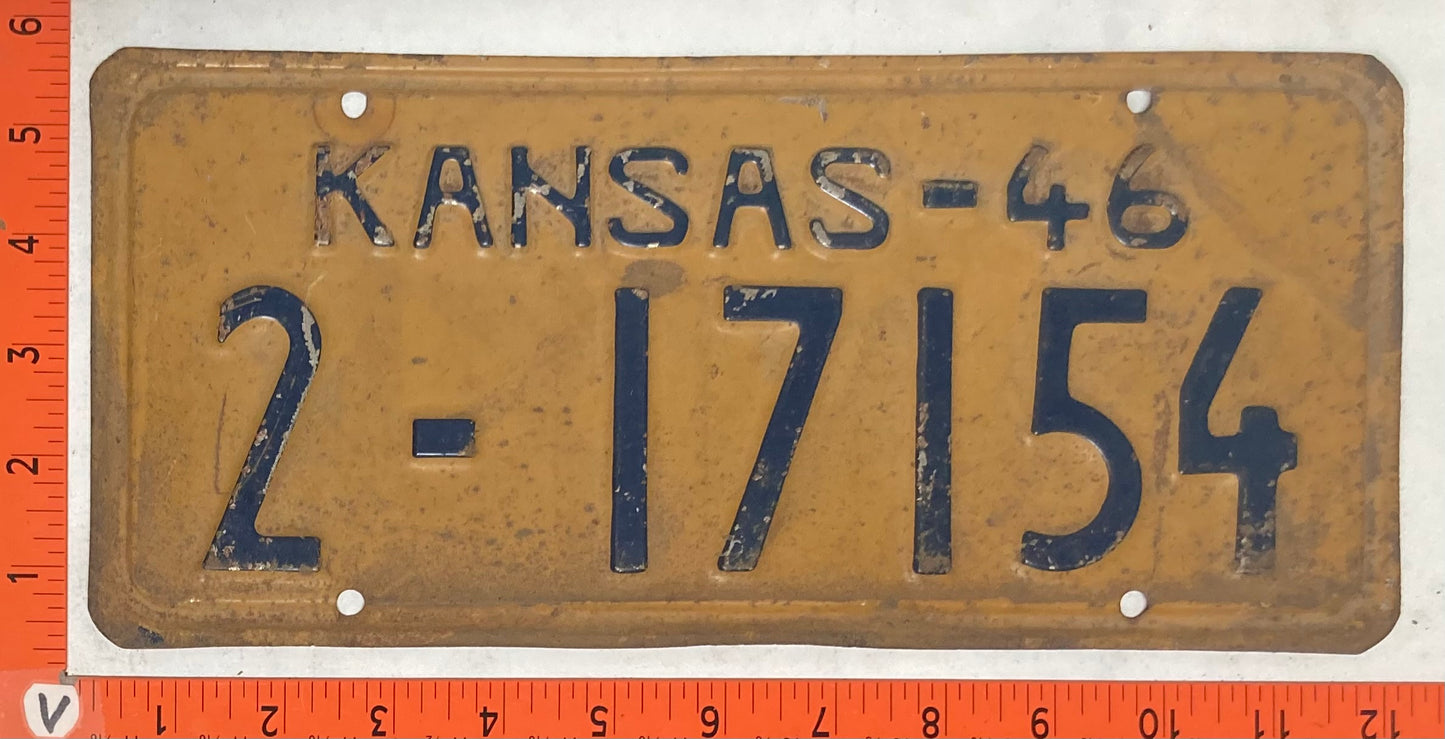 1946 Kansas #2-17154 Passenger License Plate