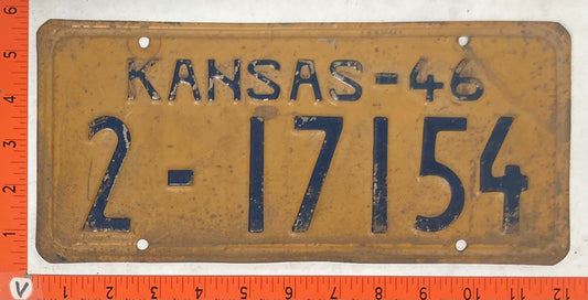 1946 Kansas #2-17154 Passenger License Plate